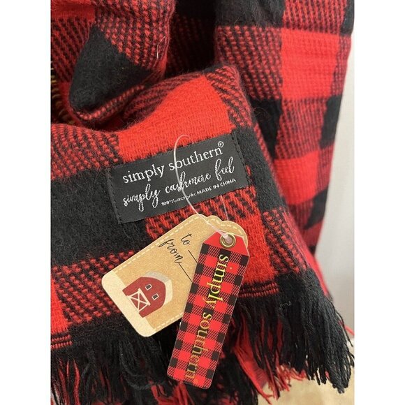 Simply Southern Plaid Leopard Scarf Double Sided Fringe - Picture 3 of 6